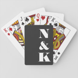 Minimalist Modern Monogram Black Elegant Wedding Playing Cards