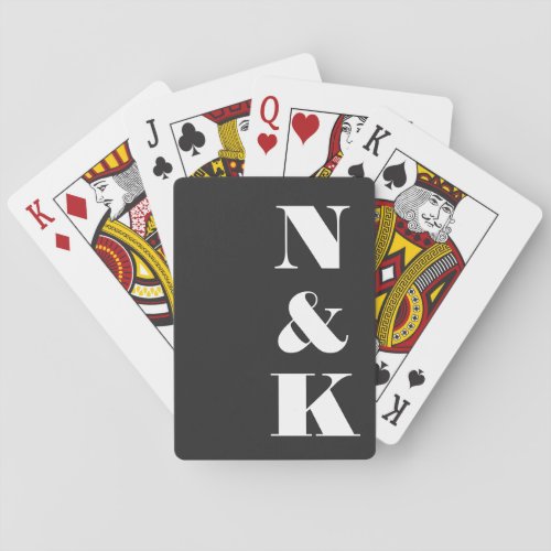 Minimalist Modern Monogram Black Elegant Wedding Playing Cards
