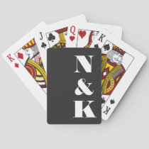 Minimalist Modern Monogram Black Elegant Wedding Poker Cards