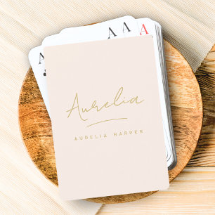 Minimalist Modern Monogram Blush Pink Custom Poker Cards