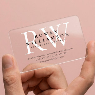 Minimalist Modern Monogram Corporate Transparent Clear Business Cards