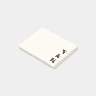 Minimalist Modern Monogram Cream Brown Custom Post-it Notes