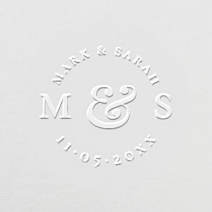 Minimalist Modern Monogram   Elegant Wedding Date Embosser