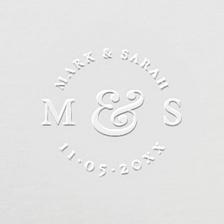Minimalist Modern Monogram | Elegant Wedding Date Embosser