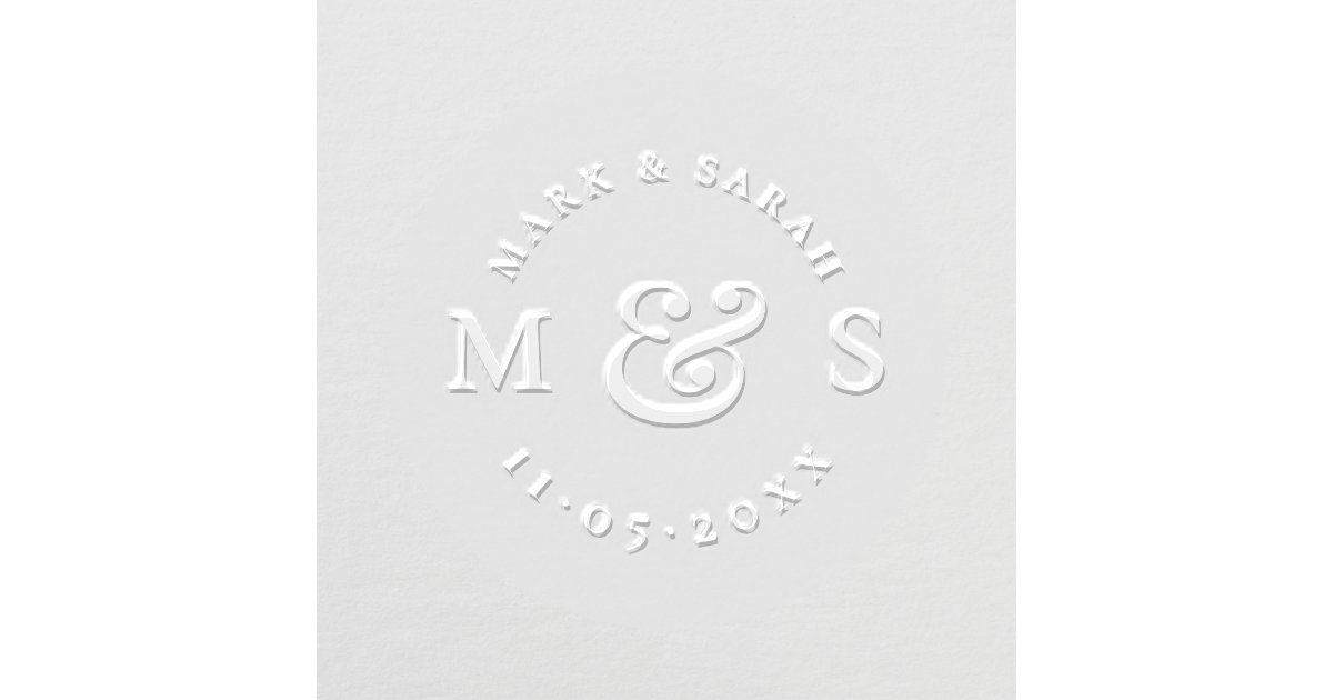 Minimalist Modern Monogram | Elegant Wedding Date Embosser | Zazzle