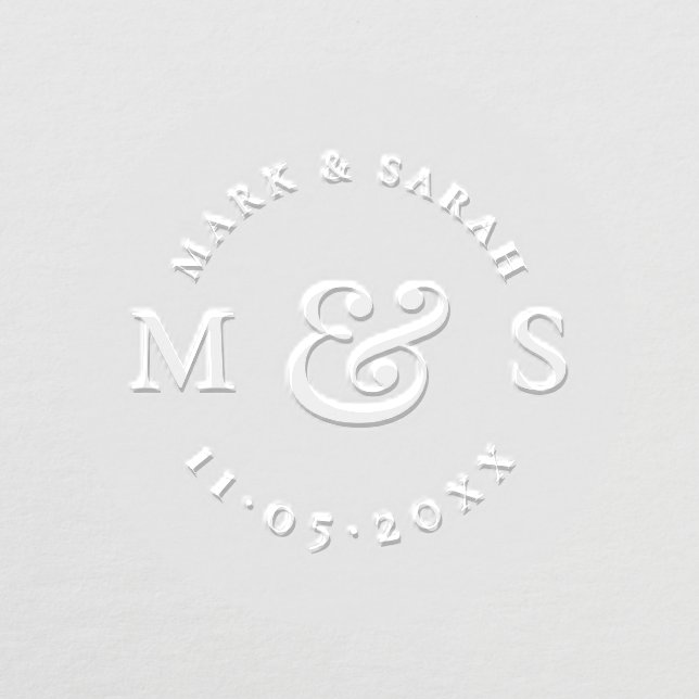 Minimalist Modern Monogram | Elegant Wedding Date Embosser (Design)