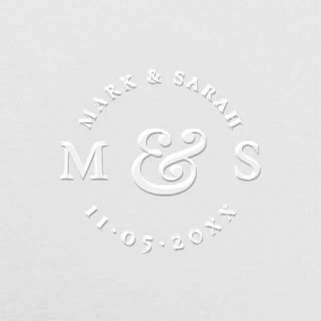 Minimalist Modern Monogram | Elegant Wedding Date Embosser | Zazzle