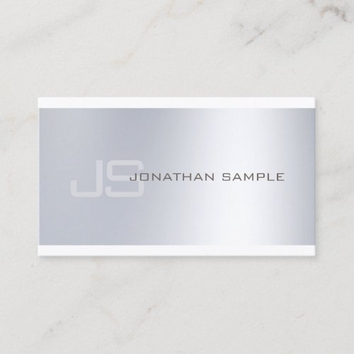 Minimalist Modern Monogram Elite Silver Look Luxe Business Card
