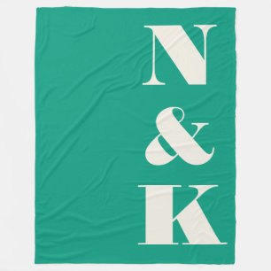 Minimalist Modern Monogram Emerald Green Wedding Fleece Blanket