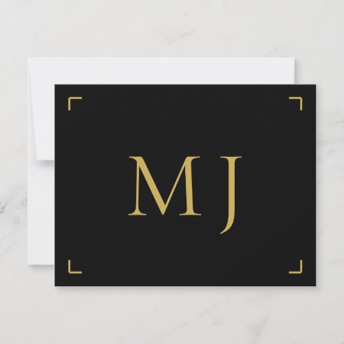 Minimalist Modern Monogram Gold Black Note Card