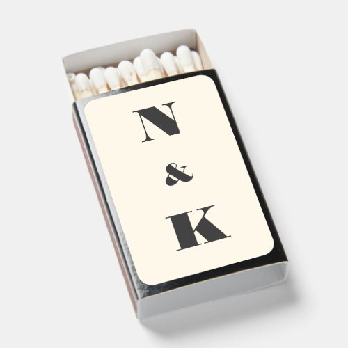 Minimalist Modern Monogram Ivory Cream Wedding Matchboxes