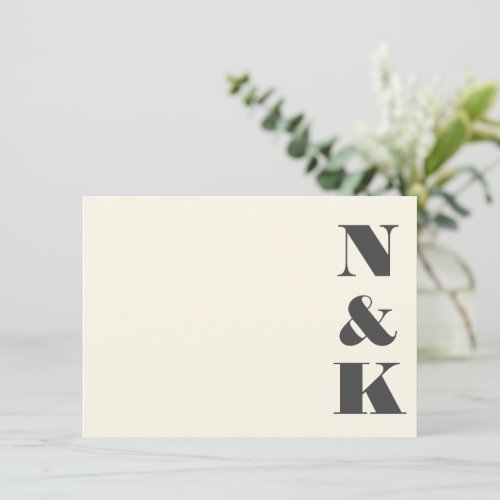 Minimalist Modern Monogram Ivory Cream Wedding Note Card