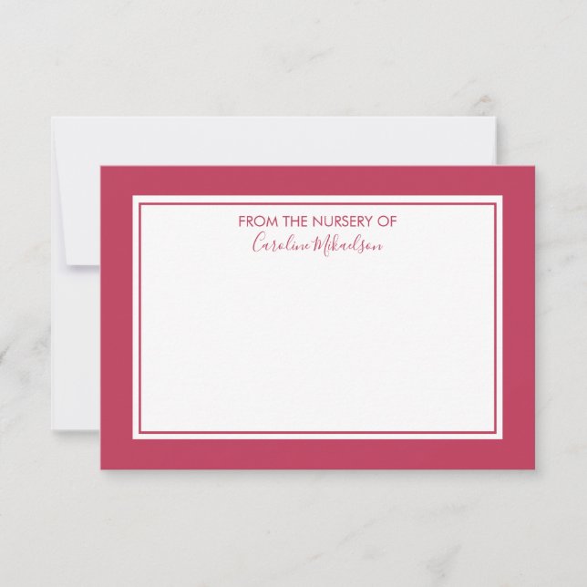Minimalist Modern Monogram - Magenta Red Thank You Card (Front)