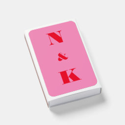 Minimalist Modern Monogram Pink and Red Wedding Matchboxes | Zazzle