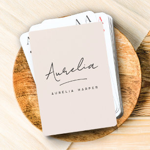 Minimalist Modern Monogram Pink Custom Poker Cards