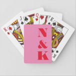 Minimalist Modern Monogram Pink Red Custom Wedding Playing Cards<br><div class="desc">Minimalist Modern Monogram Wedding Personalized Playing Cards in Pink and Red</div>