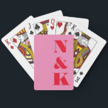 Minimalist Modern Monogram Pink Red Custom Wedding Poker Cards<br><div class="desc">Minimalist Modern Monogram Wedding Personalized Playing Cards in Pink and Red</div>
