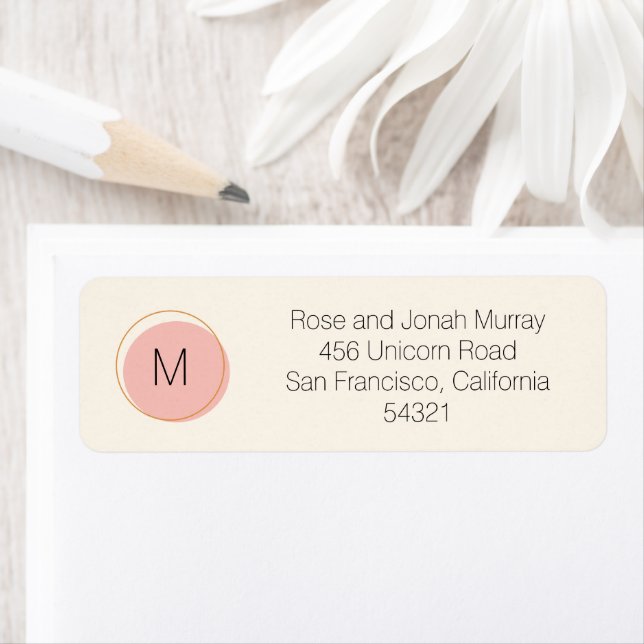 Minimalist Modern Monogram Pink Return Address Label (Insitu)