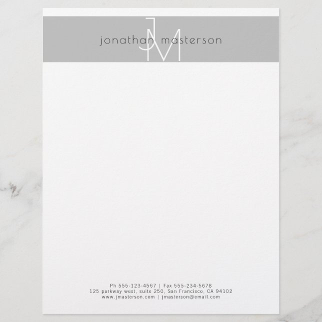 Minimalist Modern Monogram Professional Letterhead (Front)