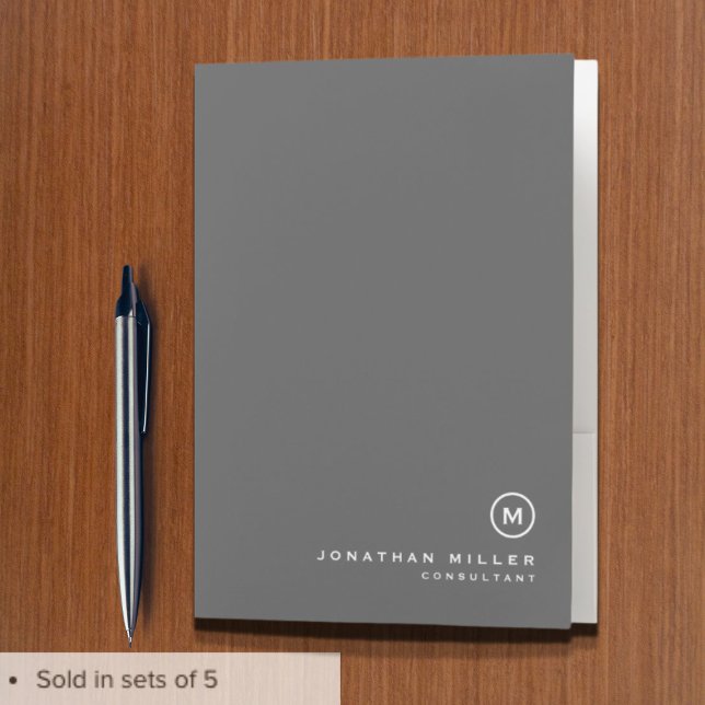 Minimalist Modern Monogram Professional Pocket Folder (Creator Uploaded)
