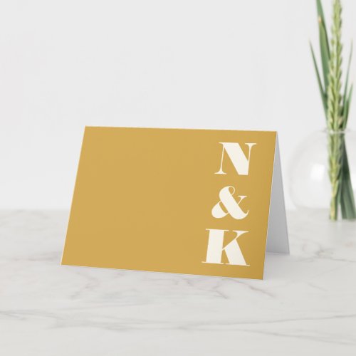 Minimalist Modern Monogram Saffron Yellow Wedding Thank You Card