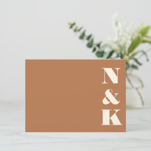 Minimalist Modern Monogram Terracotta Chic Wedding Note Card