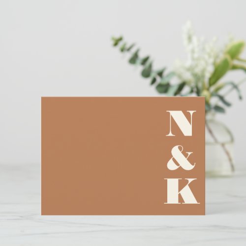 Minimalist Modern Monogram Terracotta Chic Wedding Note Card