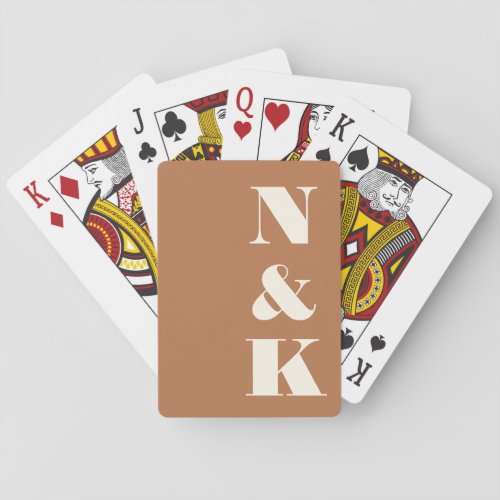 Minimalist Modern Monogram Terracotta Wedding Playing Cards