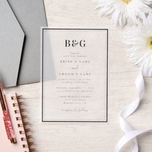 Minimalist Modern Monogram Wedding Clear Vellum Invitations