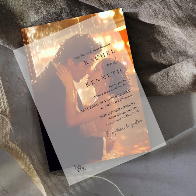 Minimalist Modern Monogram Wedding Vellum Invitations (Creator Uploaded)