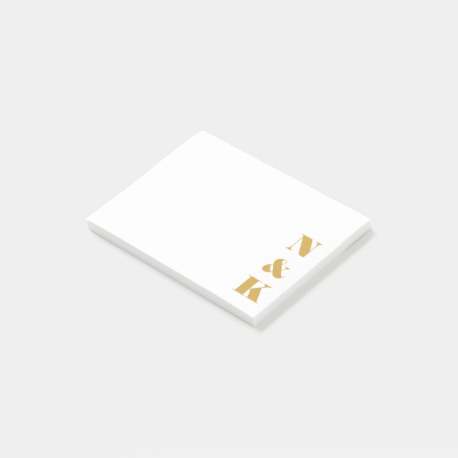 Minimalist Modern Monogram Yellow and White Custom Post-it Notes (Angled)