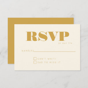 Minimalist Modern Monogram Yellow Chic Wedding RSV RSVP Card