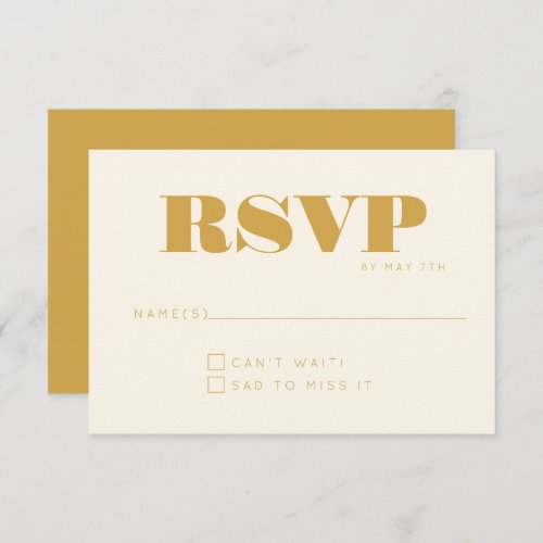 Minimalist Modern Monogram Yellow Chic Wedding RSV RSVP Card