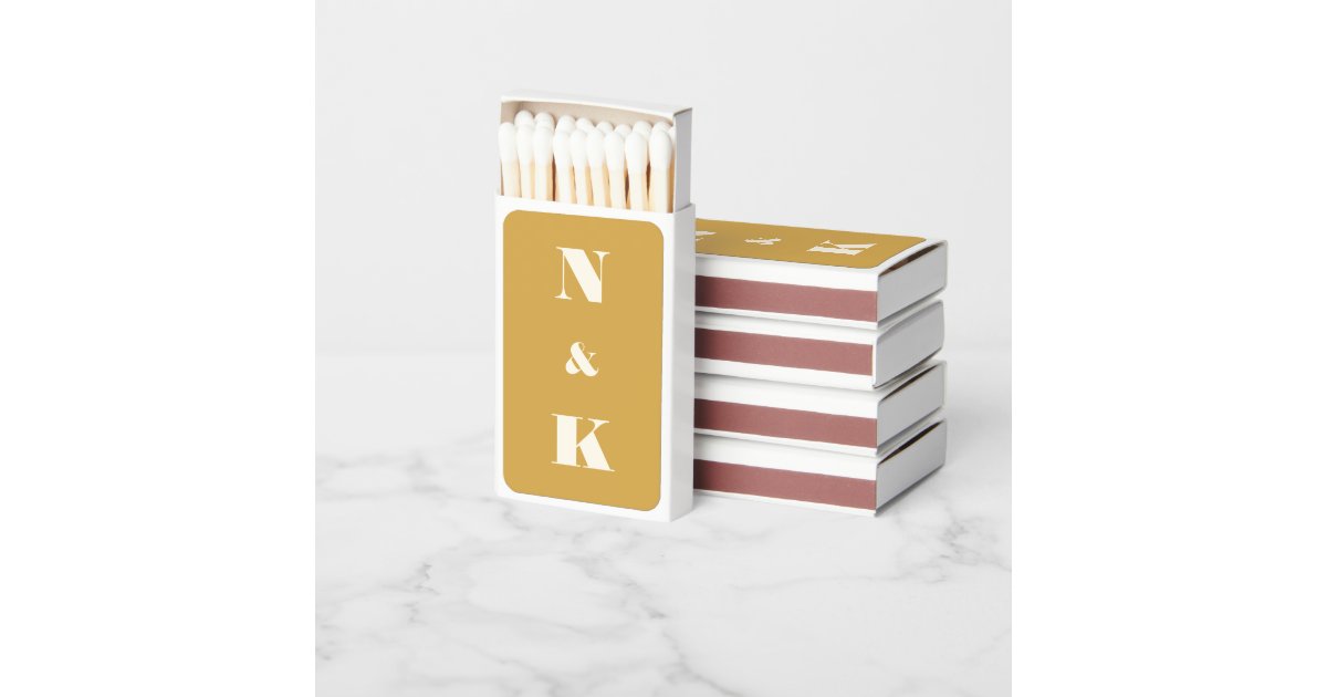 Minimalist Modern Monogram Yellow Custom Wedding Matchboxes Zazzle