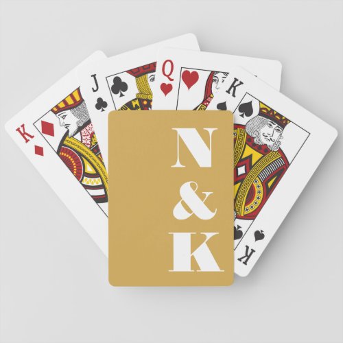 Minimalist Modern Monogram Yellow Custom Wedding Poker Cards