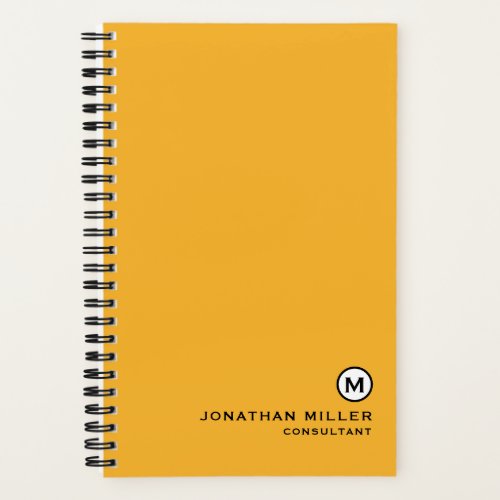 Minimalist Modern Monogram Yellow Spiral Notebook