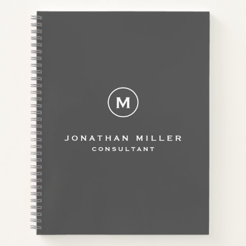 Minimalist Modern Monogrammed Gray Notebook