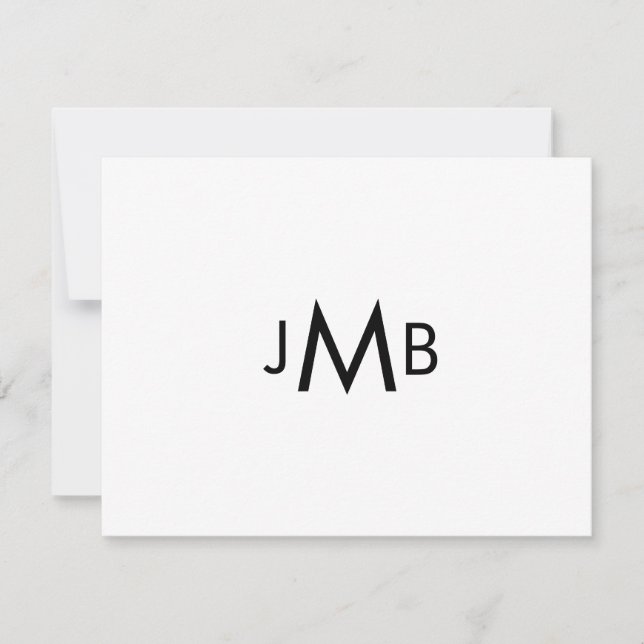 Minimalist, Modern Monogrammed Initials flat  Thank You Card (Front)