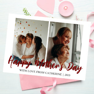 Minimalist Modern mothers Day 2 photo Holiday Card