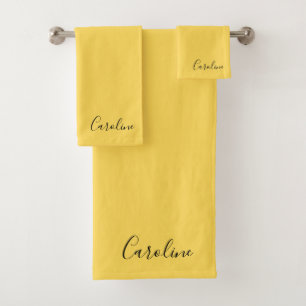 Minimalist modern mustard yellow bath towel set