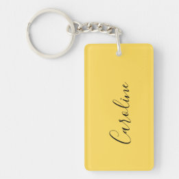 Minimalist modern mustard yellow keychain