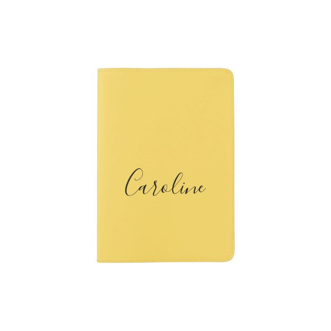Minimalist modern mustard yellow passport holder (Front)