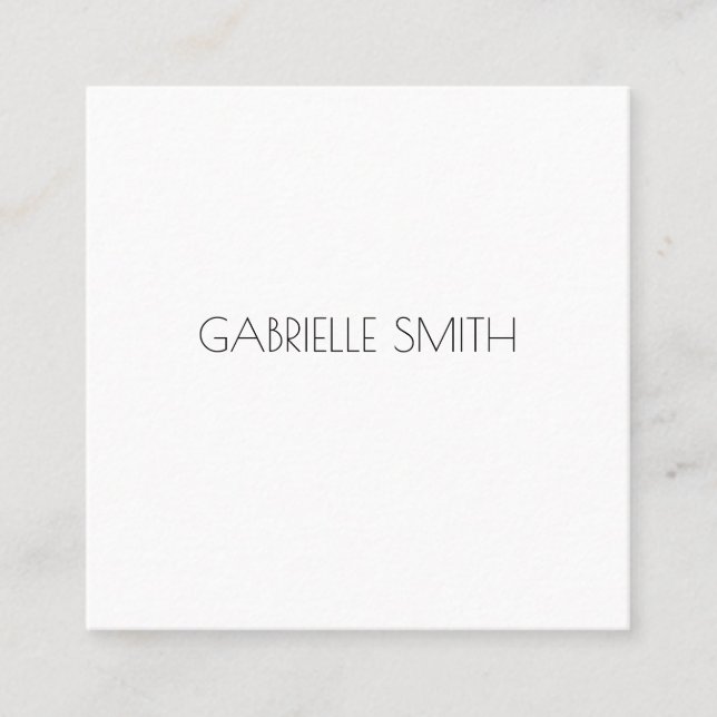 Minimalist Modern NAME Info Black White  Square Business Card (Front)
