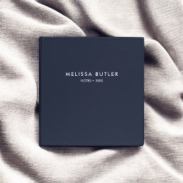 Minimalist Modern Navy Blue 3 Ring Binder