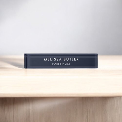 Minimalist Modern Navy Blue Desk Name Plate