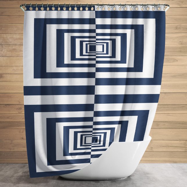 Minimalist Modern Navy Blue Geometric Shower Curtain (Minimalist Modern Navy Blue Geometric Shower Curtain)