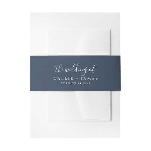 Minimalist Modern Navy Blue Invitation Belly Band