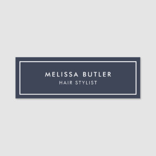 Minimalist Modern Navy Blue Name Tag