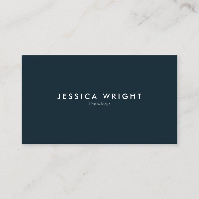 Minimalist Modern Navy Blue Professional Business Card (Front)