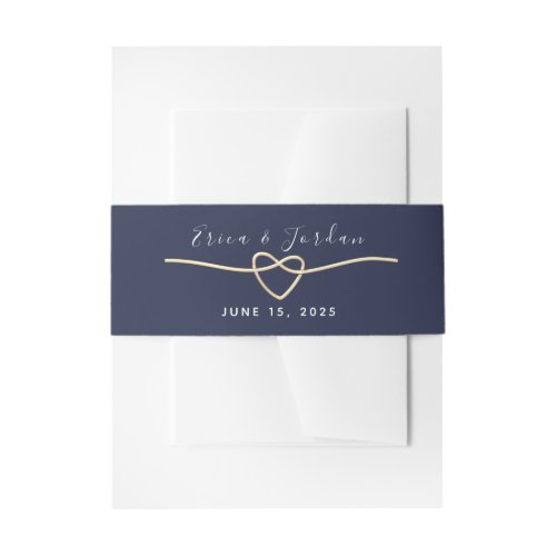 Minimalist Modern Navy Blue Wedding Invitation Belly Band